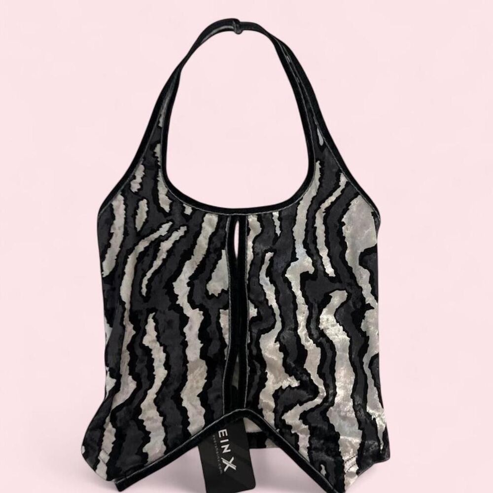NWT black & white zebra print corset top